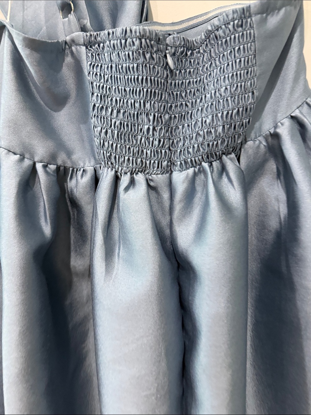 Petal & Pup Betina Bow Front Maxi Dress Blue Strapless Satin NWOT Size M - Picture 7 of 9